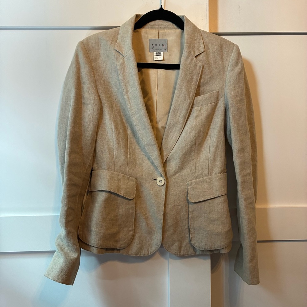 Adec by Phillippe Adec Beige Women's Suit Jacket, linen , 4